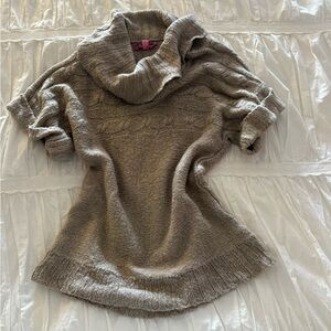 Vintage Cowl Neck Beige Knit Sweater